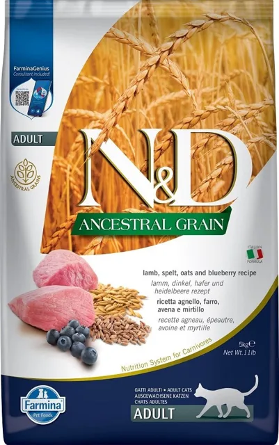 N&amp;D Low Grain CAT Adult Lamb &amp; Blueberry 5kg