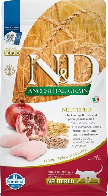 N&amp;D Low Grain CAT Neutered Chicken &amp; Pomegranate 1,5kg