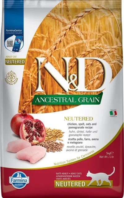 N&amp;D Low Grain CAT Neutered Chicken &amp; Pomegranate 5kg
