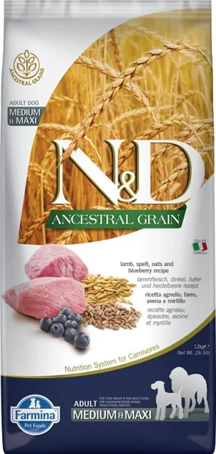 N&amp;D Low Grain Dog Adult M/L Lamb &amp; Blueberry 12 kg