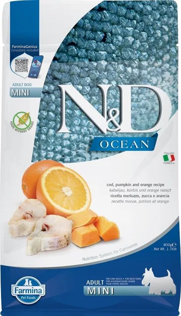 N&amp;D Ocean Adult Mini Codfish &amp; Pumpkin &amp; Orange 800 g
