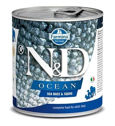 N&amp;D Ocean Adult Sea Bass/Squid - 285g