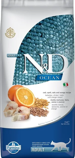 N&amp;D Ocean Cat Adult Low Grain Codfish &amp; Orange 10 kg