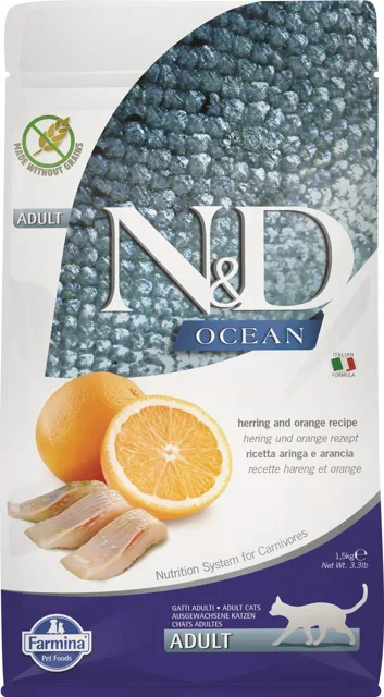 N&amp;D OCEAN CAT GrainFree Adult Herring &amp; Orange 5 kg