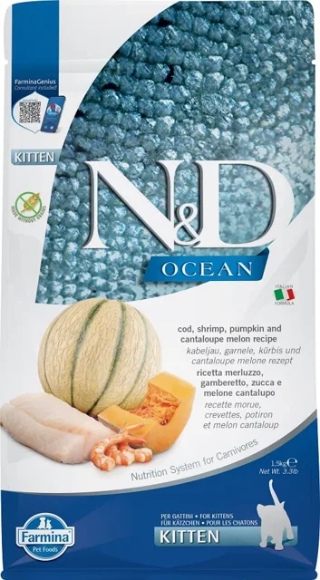 N&amp;D Ocean Cat Kitten Cod &amp; Shrimp&amp;Pumpkin&amp;Melon 1,5 kg