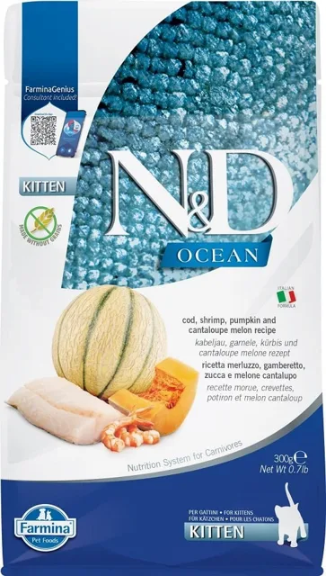 N&amp;D Ocean Cat Kitten Cod &amp; Shrimp&amp;Pumpkin&amp;Melon 300 g