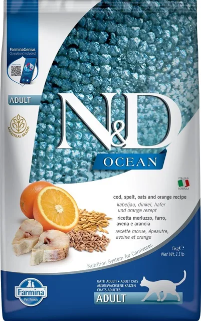 N&amp;D Ocean Cat Low Grain Adult Codfish&amp;Orange 5kg