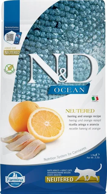 N&amp;D Ocean Cat Neutered Adult Herring &amp; Orange 1.5 kg