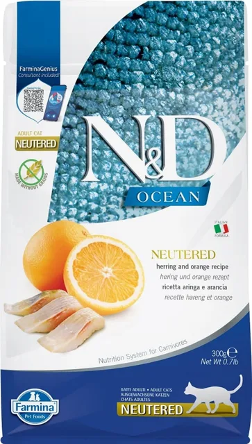 N&amp;D Ocean Cat Neutered Adult Herring &amp; Orange 300 g