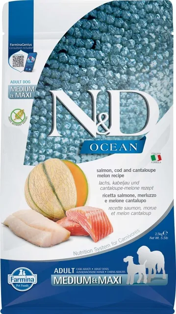 N&amp;D Ocean Dog Adult Medium &amp; Maxi salmon, cod, pumpkin &amp; cantaloupe melon 2.5 kg