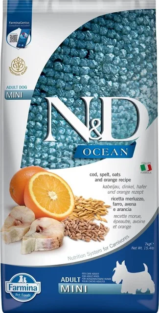 N&amp;D Ocean Dog Low Grain Adult Mini Codfish &amp; Orange 7kg