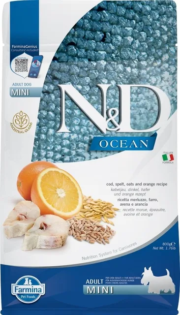 N&amp;D Ocean Low Grain Adult Mini Codfish &amp; Orange 800g