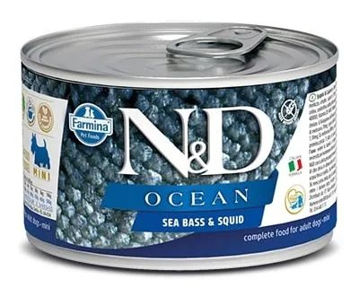 N&amp;D Ocean Mini Adult Sea Bass/Squid - 140g (exp. 3/2022)