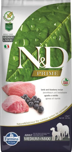 N&amp;D Prime Dog Adult M/L Lamb &amp; Blueberry 12 kg