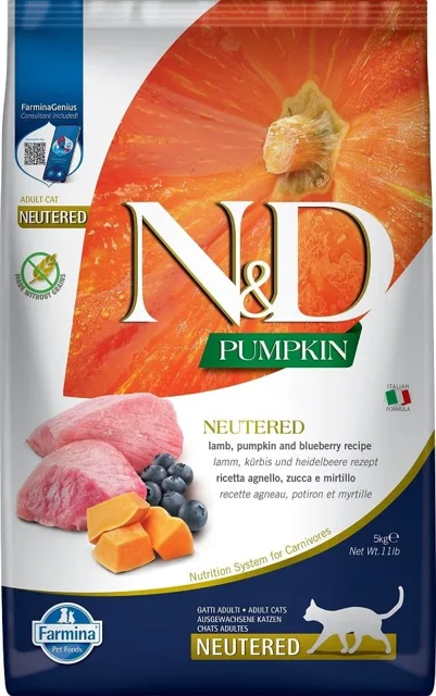 N&amp;D Pumpkin CAT Neutered Lamb &amp; Blueberry 5 kg