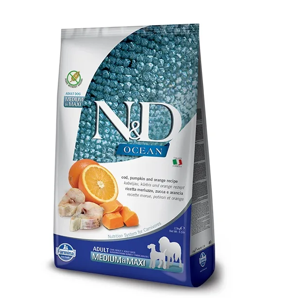 N&amp;D Pumpkin Dog Adult Medium/Large Codfish/Orange Grain-free - 12kg