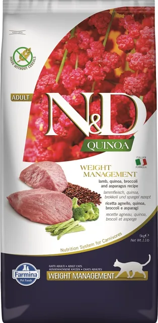 N&amp;D Quinoa CAT Weight Management Lamb &amp; Broccoli 5kg