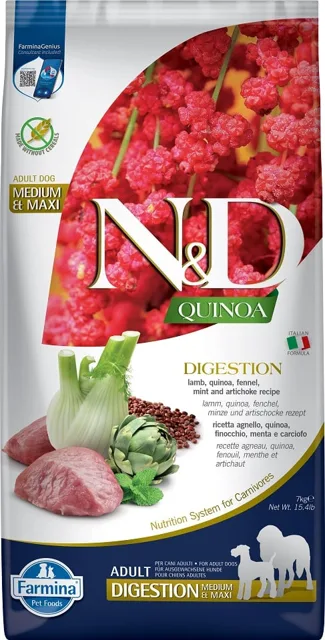 N&amp;D Quinoa Dog Adult Medium&amp;Maxi Digestion Lamb &amp; Fennel 7 kg