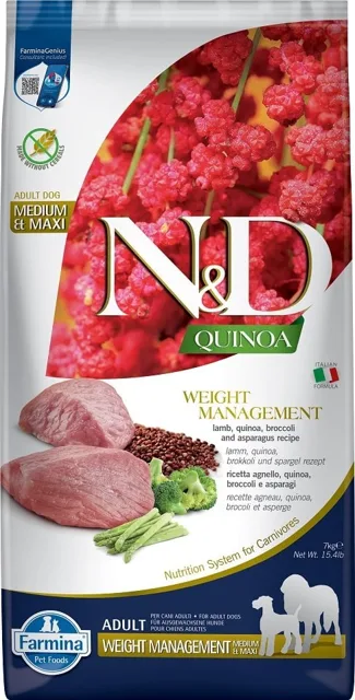 N&amp;D Quinoa Dog Adult Medium&amp;Maxi Weight Management Lamb &amp; Broccoli 7 kg