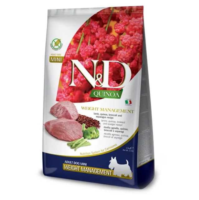 N&amp;D Quinoa Dog Mini Adult Weight Management Lamb/Broccoli Grain-free - 2,5kg