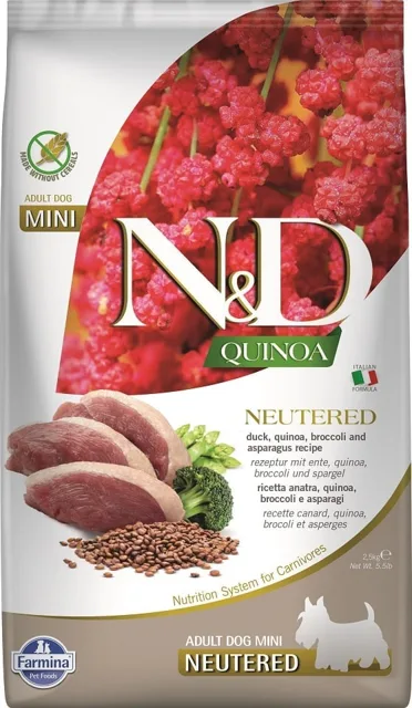 N&amp;D Quinoa DOG Neutered Duck&amp;Broccoli&amp;Asp 2.5 kg