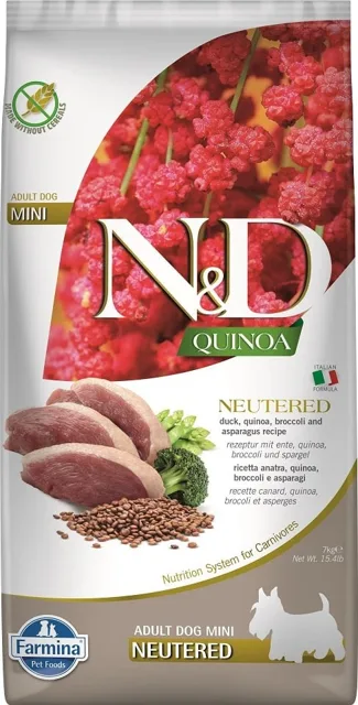 N&amp;D Quinoa DOG Neutered Duck&amp;Broccoli&amp;Asp 7 kg