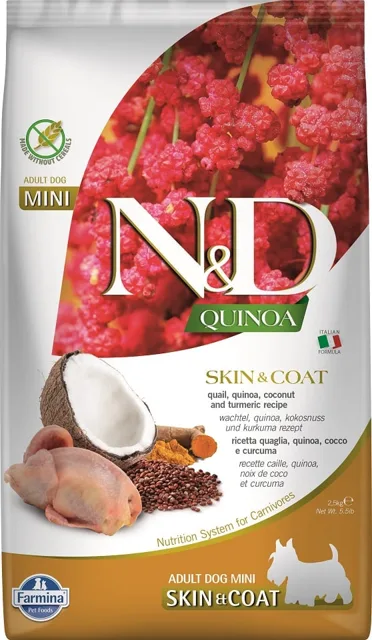 N&amp;D Quinoa Skin&amp;Coat Quail &amp; Coconut Mini 2,5 kg