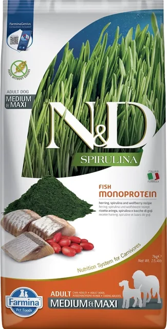 N&amp;D Spirulina Dog Adult Medium&amp;Maxi Herring &amp; Wolfberry 7 kg