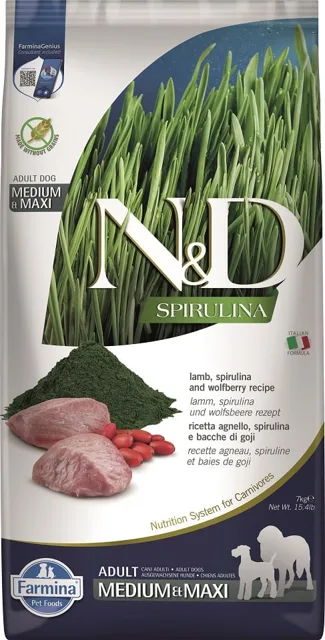 N&amp;D Spirulina Dog Adult Medium&amp;Maxi Lamb &amp; Wolfberry 7 kg