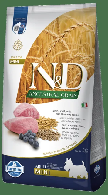 N&D Ancestral Grain Dog Adult Lamb & Blueberry Mini 7kg