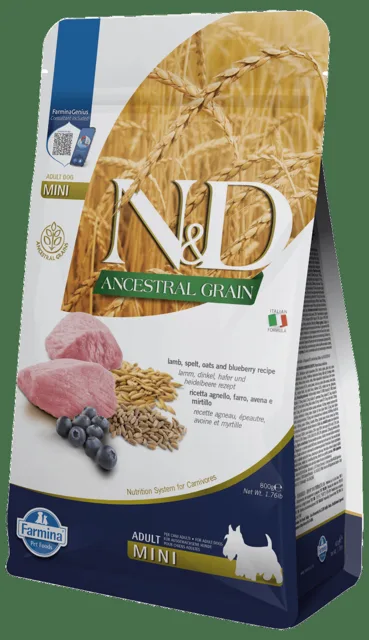 N&D Ancestral Grain Dog Adult Mini Lamb & Blueberry 800g