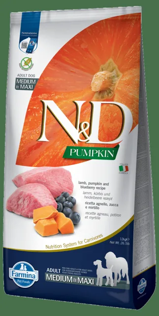 N&D Pumpkin Dog Adult Medium/Maxi Lamb&Blueberry 12kg