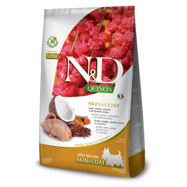 N&D Quinoa Skin & Coat Quail & Coconut Mini pro malá plemena psů 2,5 kg