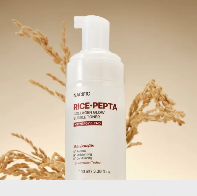 NACIFIC - Rice Pepta Collagen Glow Bubble Toner - Rozjasňující bublinkové tonikum s rýží, peptidy a kolagenem - 100 ml