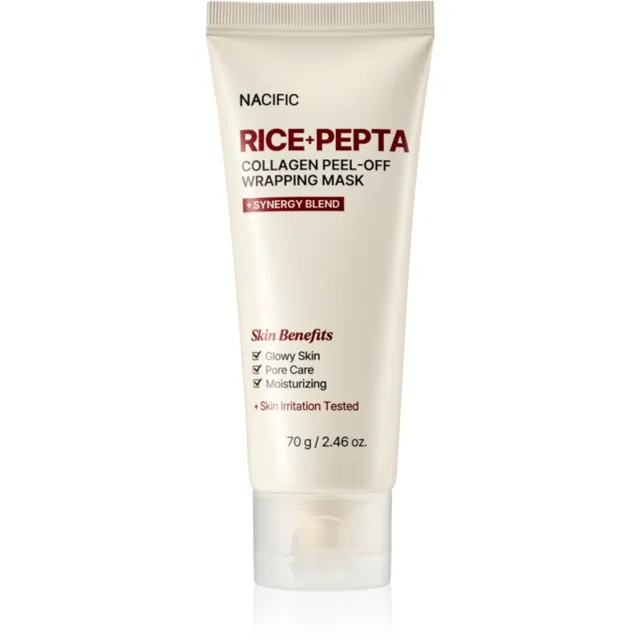 Nacific Rice + Pepta Collagen Peel-off Wrapping Mask hydratační pleťová maska pro sjednocení barevného tónu pleti 70 g