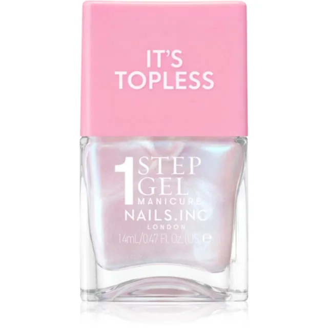 Nails Inc. It’s Topless gelový lak na nehty pro dlouhotrvající efekt odstín Kat Baby Pink Iridescent 14 ml