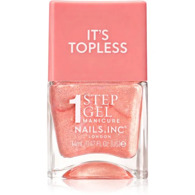 Nails Inc. It’s Topless gelový lak na nehty pro dlouhotrvající efekt odstín Millie Peach Iridescent 14 ml