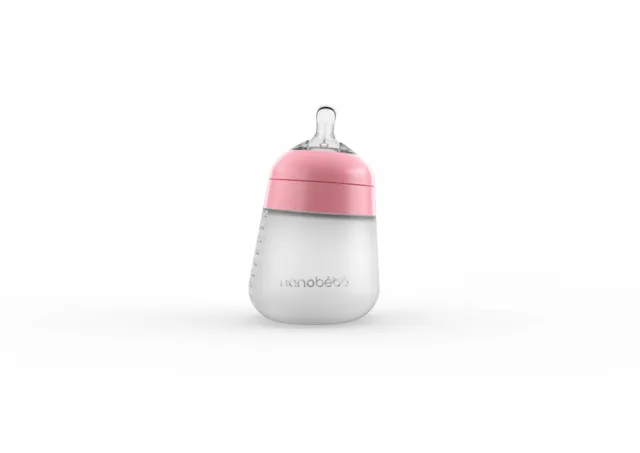 Nanobébé Silikonová dětská Flexy láhev 270ml 1ks - růžová
