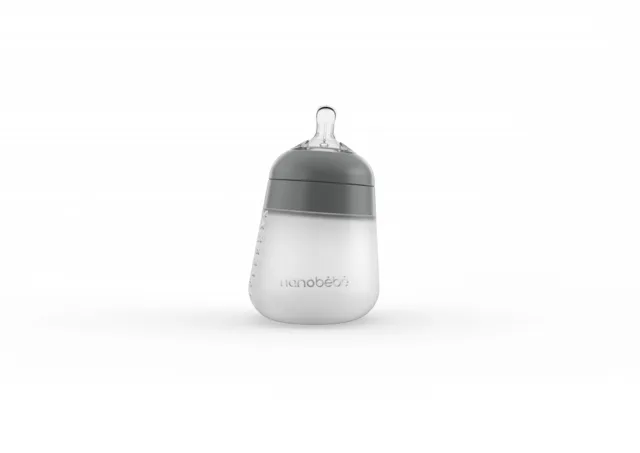 Nanobébé Silikonová dětská Flexy láhev 270ml 1ks - šedá