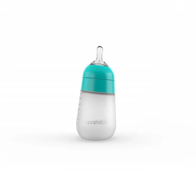 Nanobébé Silikonová dětská Flexy láhev 270ml 1ks - tyrkysová