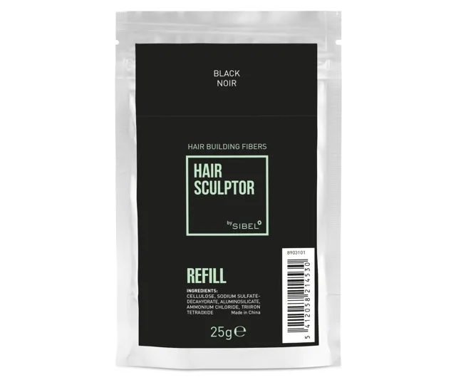 Náplň do pudru pro zakrytí řídnoucích vlasů Sibel Hair Building Fibers - černá, 25 g (8903101) + dárek zdarma
