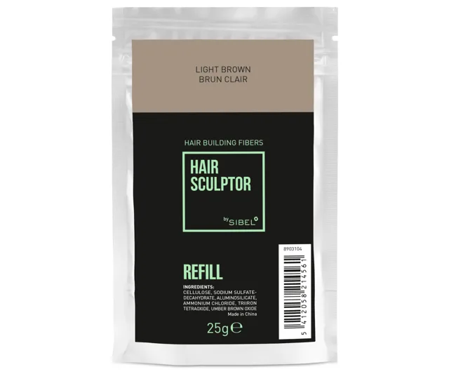 Náplň do pudru pro zakrytí řídnoucích vlasů Sibel Hair Building Fibers - světle hnědá, 25 g (8903104) + dárek zdarma