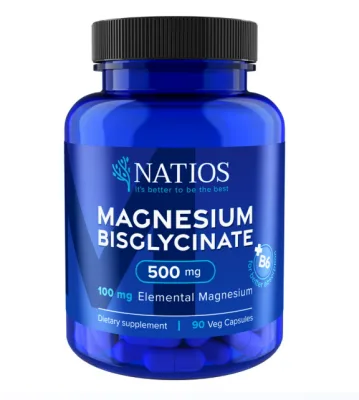 Natios Magnesium Bisglycinate 500 mg + B6 elem. hořčík 100 mg 90 veg. kapslí
