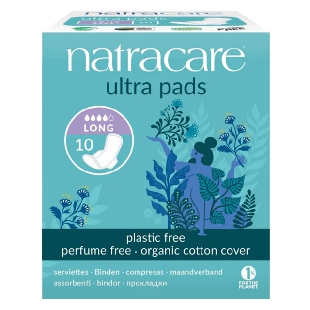 NATRACARE Menstruační vložky Ultra LONG s křidélky 10 ks