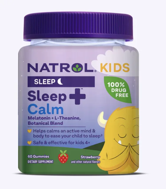 Natrol Kids Sleep+™ Calm Strawberry Gummies, Podpora spánku pro děti, jahoda, 60 gumových bonbónů