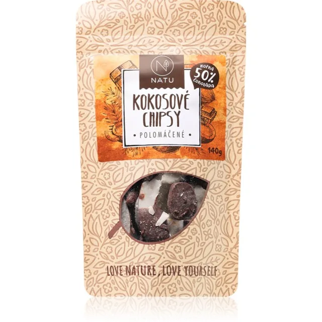 NATU Kokosové chipsy polomáčené kokosové chipsy 140 g