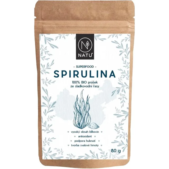NATU Spirulina BIO prášek v BIO kvalitě pro maximální posílení imunity 80 g