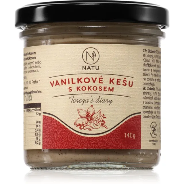 NATU Vanilkové kešu s kokosem ořechová pomazánka 140 g