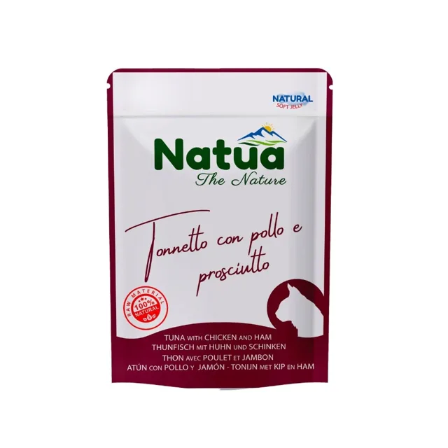NATUA Natural Tuňák a kuřecí se šunkou v želé pro kočky 70 g