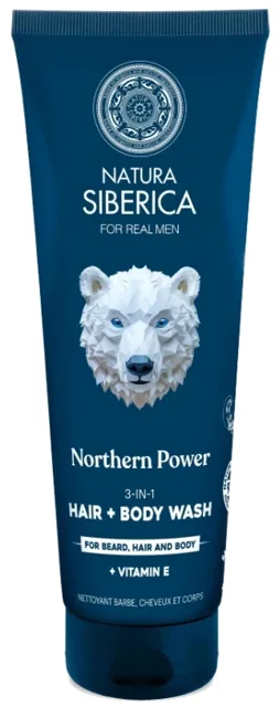 Natura Siberica Mycí gel na vlasy, tělo a vousy 3v1 Northern Power (Hair + Body Wash) 200 ml